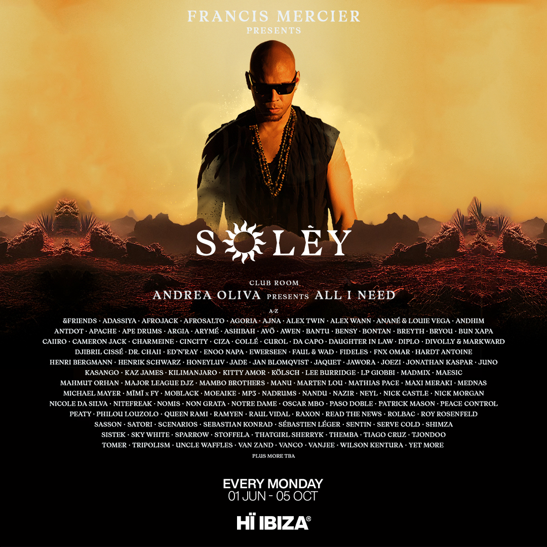 Hï Ibiza reinventa sus lunes 6 NDD-2026 HI SOLEY LINEUP SQUARE 1080X1080 1