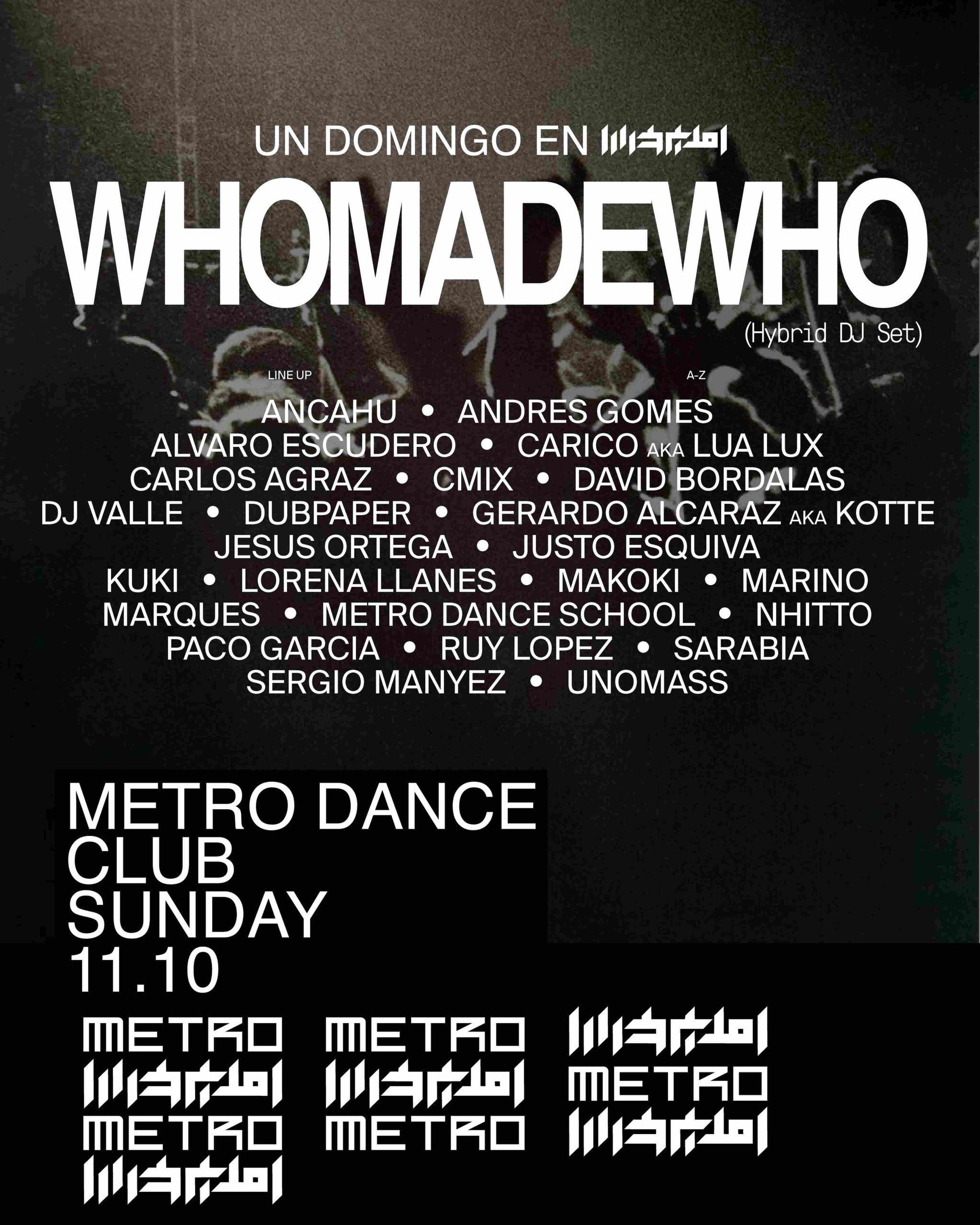 Disfruta de Un Domingo en Metro con WhoMadeWho 10 NDD-UN DOMINGO EN METRO 11.10 LINEUP A Z POST 1080x1350 1 scaled